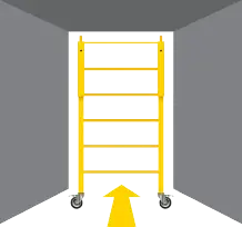 A graphic showing our unit fitting through a narrow doorway.